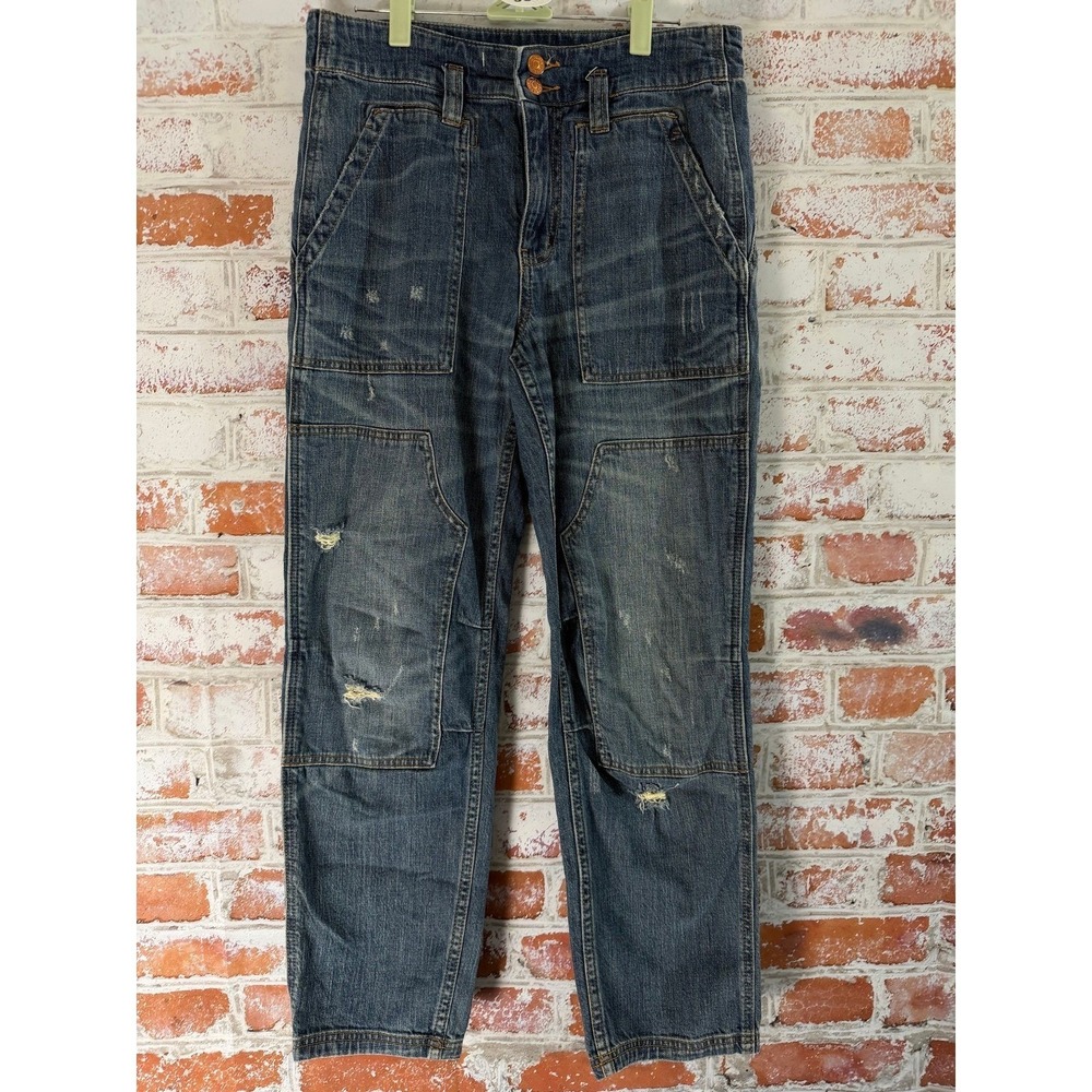 Anthropologie Pilcro‎ The Wanderer Jeans Women 28 Blue High Rise Mom Utility